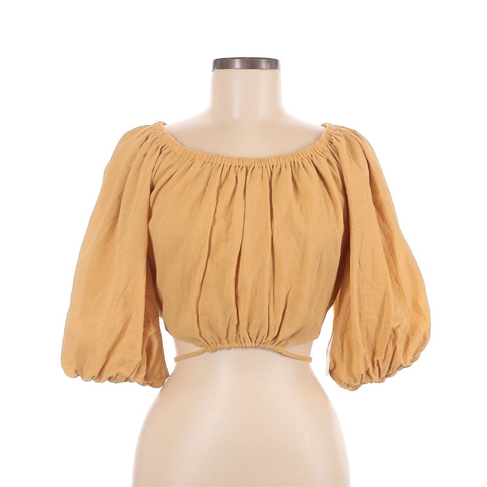 Women's Mustard Puff Sleeve Top
